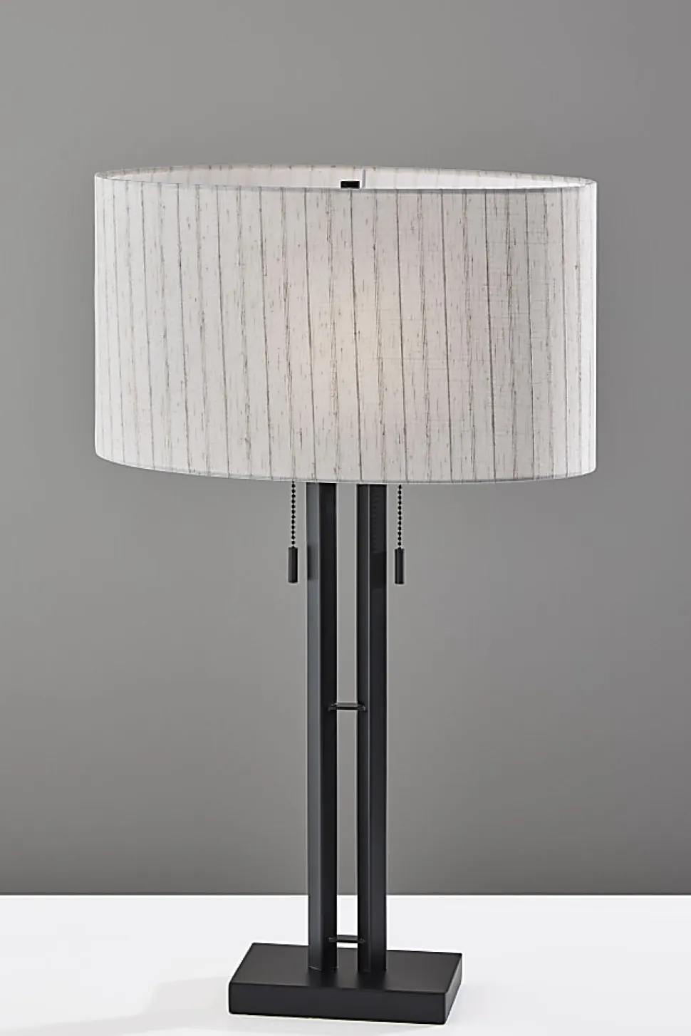 Adesso Foster 28"H Table Lamp, Linen/Black