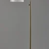 Adesso Gio Floor Lamp, Brass with White Glossed Glass Shade