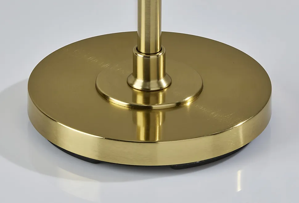 Adesso Gio Floor Lamp, Brass with White Glossed Glass Shade