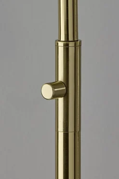 Adesso Gio Floor Lamp, Brass with White Glossed Glass Shade