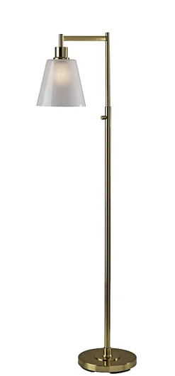 Adesso Gio Floor Lamp, Brass with White Glossed Glass Shade