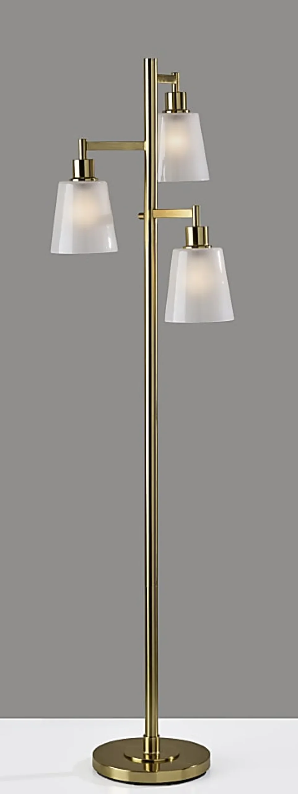 Adesso Gio Tree Lamp, Brass with White Glossed Glass Shade