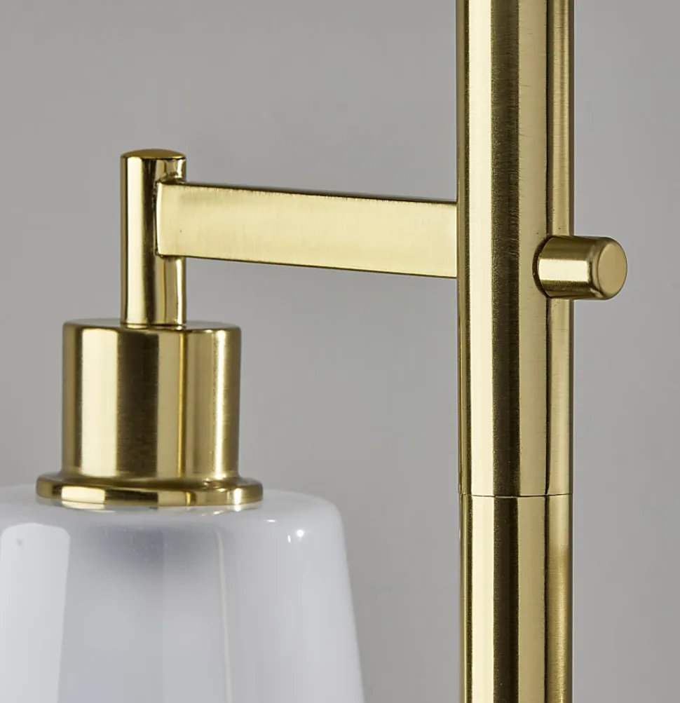 Adesso Gio Tree Lamp, Brass with White Glossed Glass Shade
