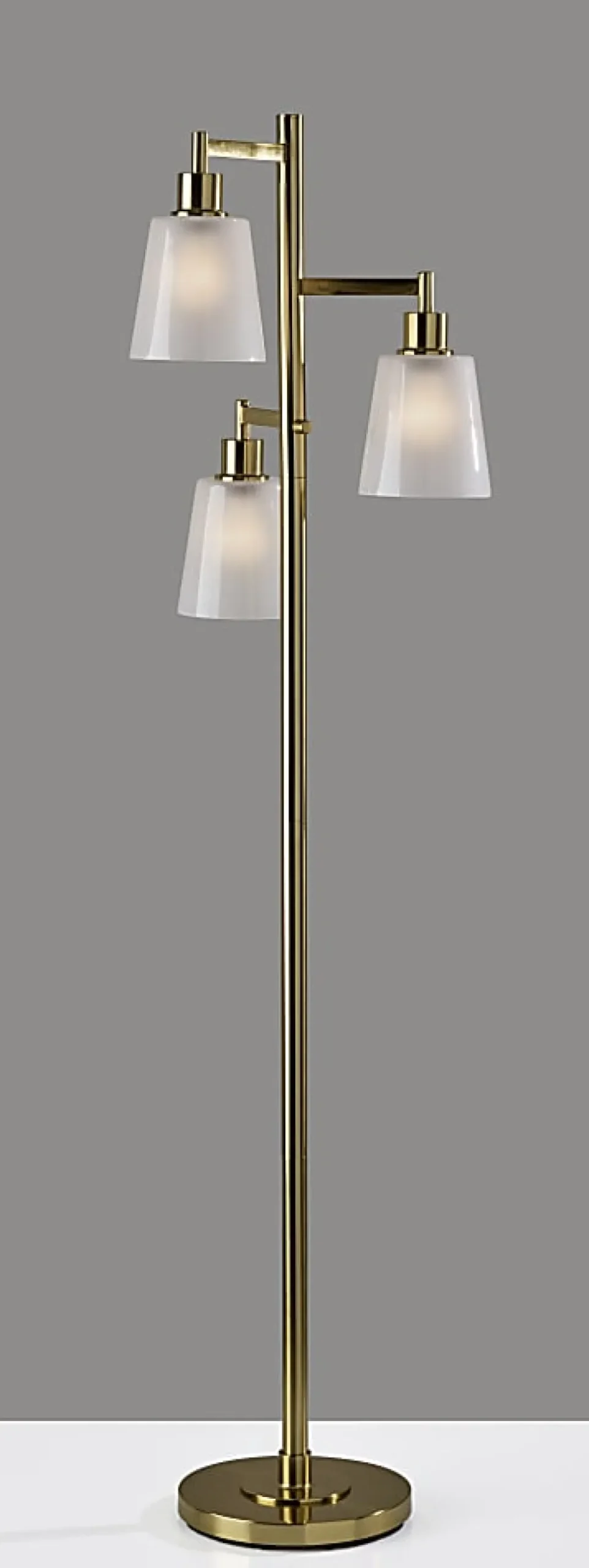 Adesso Gio Tree Lamp, Brass with White Glossed Glass Shade