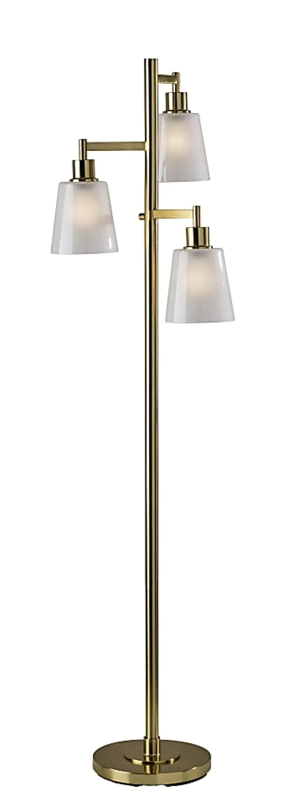 Adesso Gio Tree Lamp, Brass with White Glossed Glass Shade