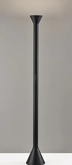 Adesso Greer LED Torchiere, Black with White Plastic Diffuser