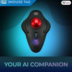 Adesso iMouse T40 - Wireless Programmable Ergonomic Trackball Mouse - Optical - Wireless - Radio Frequency - IMOUSET40