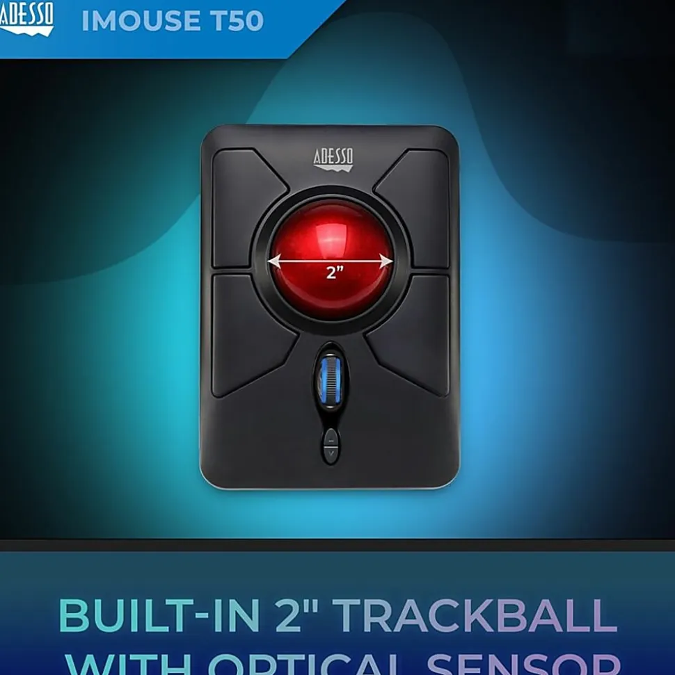 Adesso® iMouse T50 Wireless Programmable Ergonomic Trackball Mouse