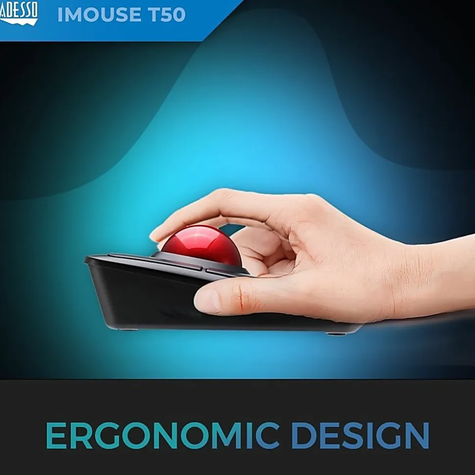 Adesso® iMouse T50 Wireless Programmable Ergonomic Trackball Mouse