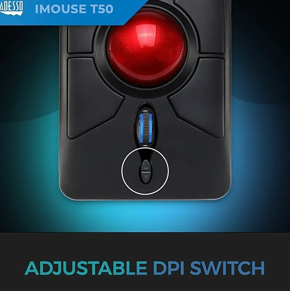 Adesso® iMouse T50 Wireless Programmable Ergonomic Trackball Mouse