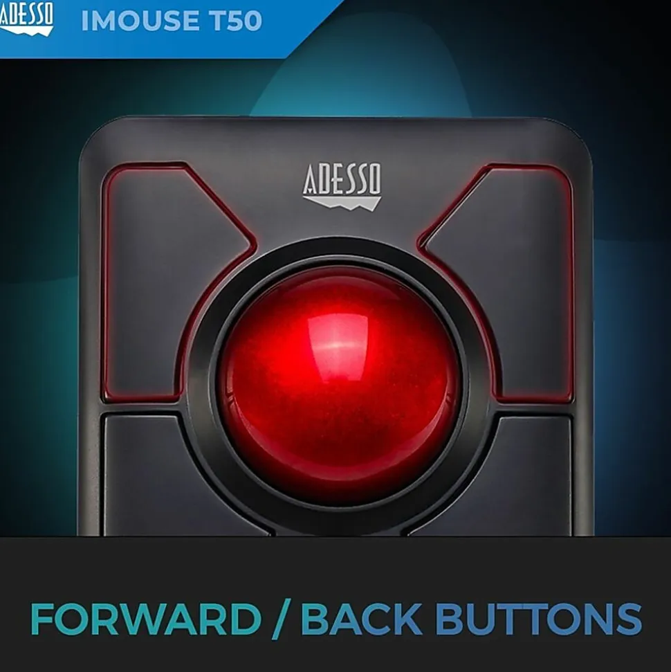 Adesso® iMouse T50 Wireless Programmable Ergonomic Trackball Mouse