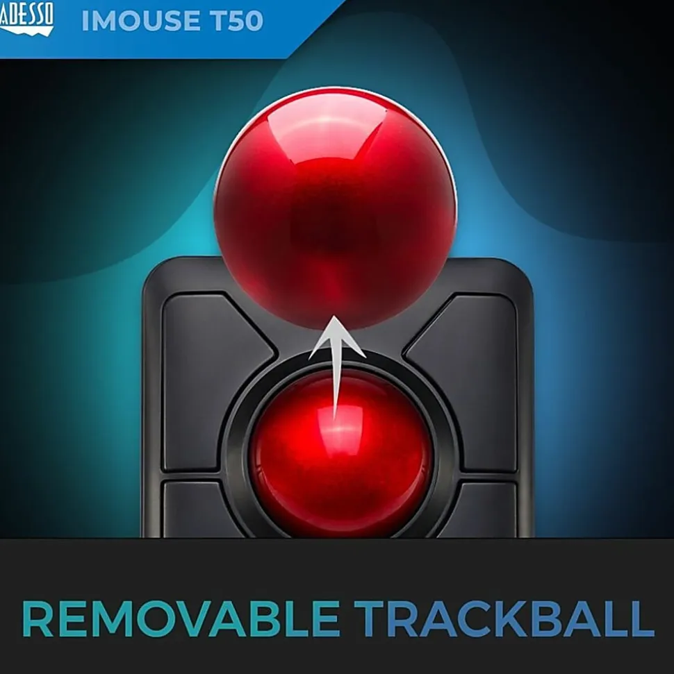 Adesso® iMouse T50 Wireless Programmable Ergonomic Trackball Mouse