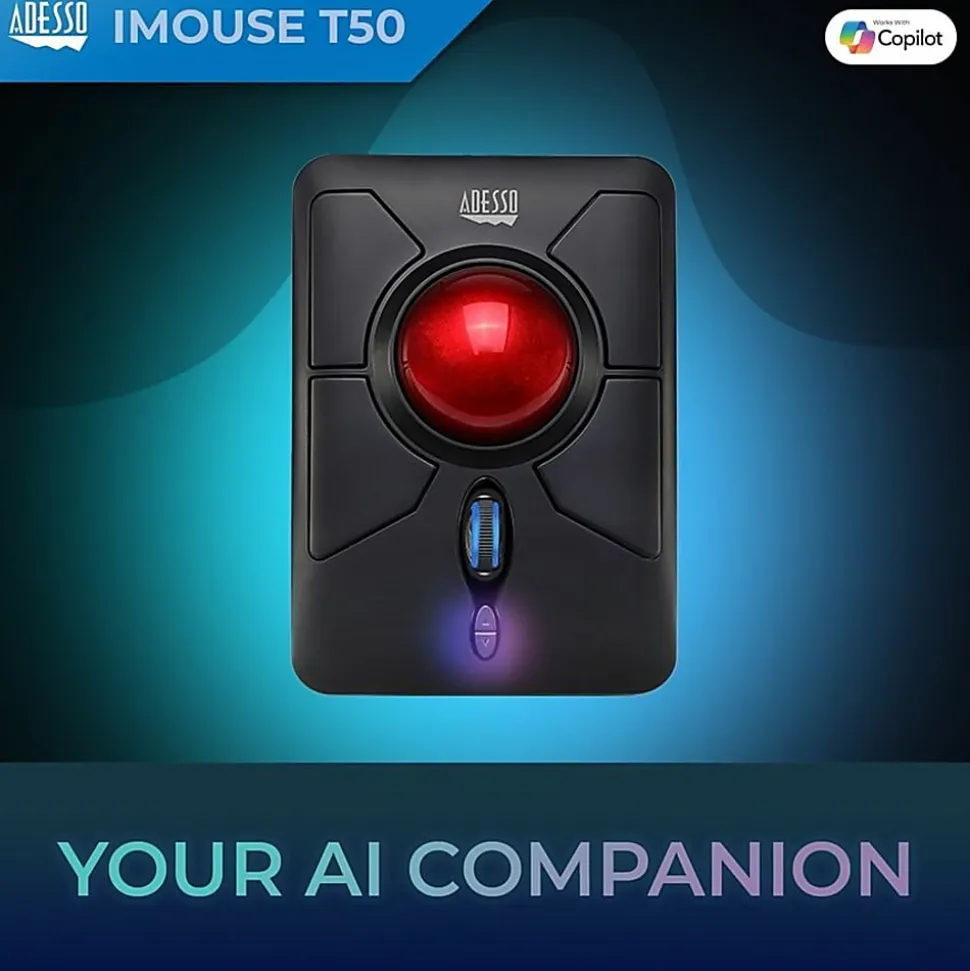 Adesso® iMouse T50 Wireless Programmable Ergonomic Trackball Mouse