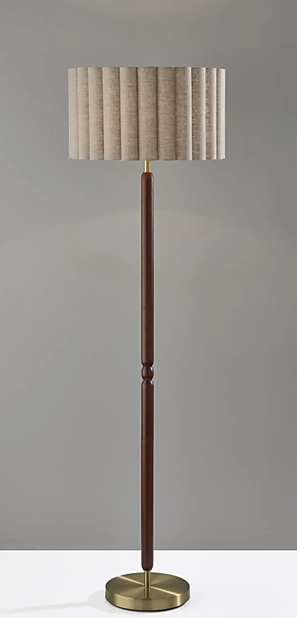 Adesso Laine 62.5"H Floor Lamp, Beige/Antique Brass