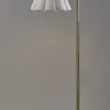 Adesso Lyra Floor Lamp, Antique Brass/White Fabric Shade