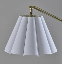 Adesso Lyra Floor Lamp, Antique Brass/White Fabric Shade