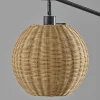 Adesso Maeve Floor Lamp, Black/Brown Rattan Shade