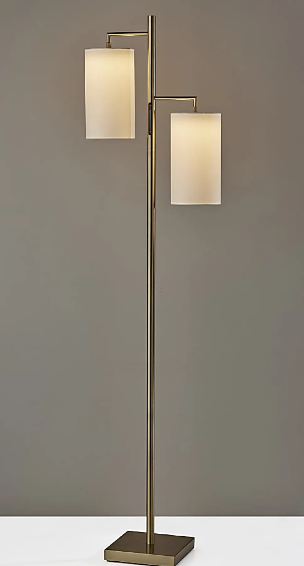 Adesso Matilda LED Tree Lamp With Smart Switch, 67"H, White/Antique Brass