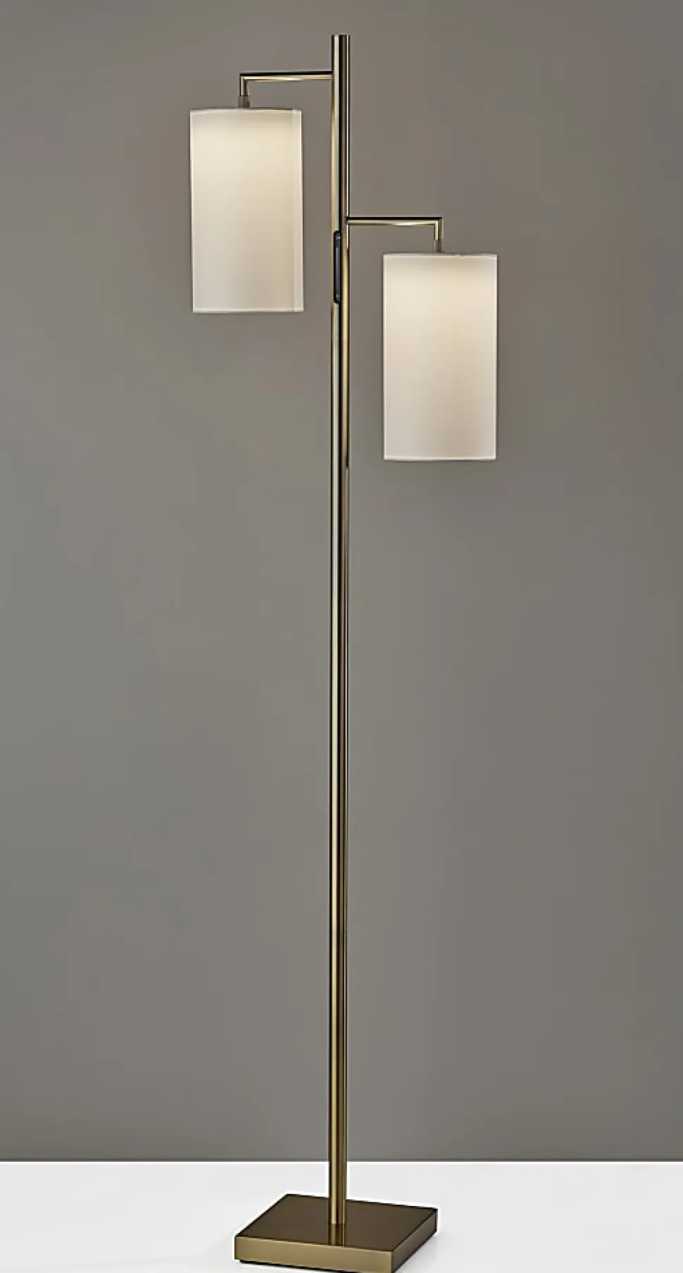 Adesso Matilda LED Tree Lamp With Smart Switch, 67"H, White/Antique Brass