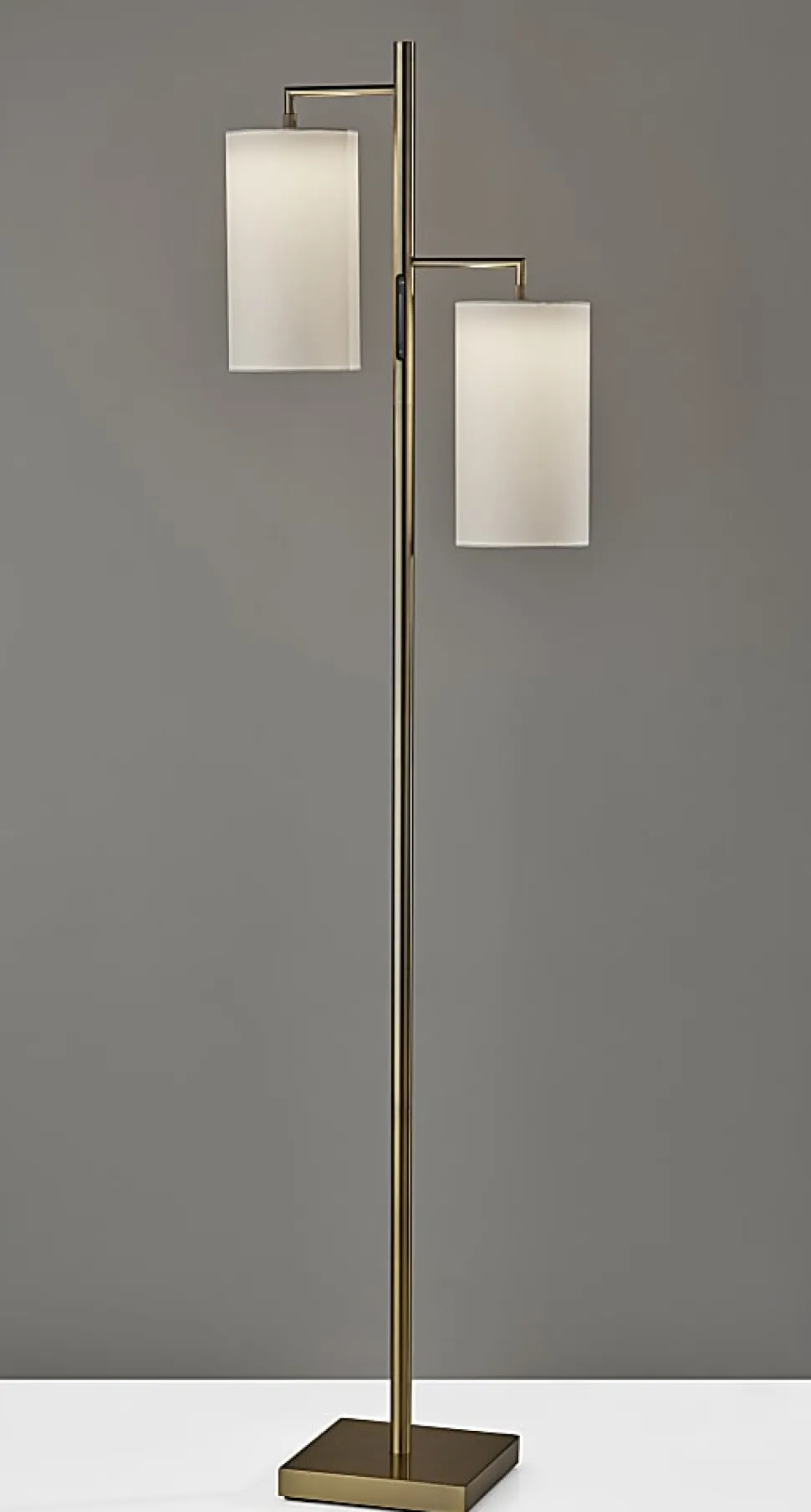 Adesso Matilda LED Tree Lamp With Smart Switch, 67"H, White/Antique Brass