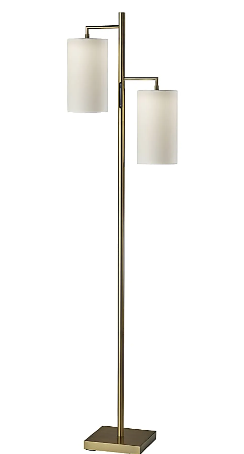 Adesso Matilda LED Tree Lamp With Smart Switch, 67"H, White/Antique Brass