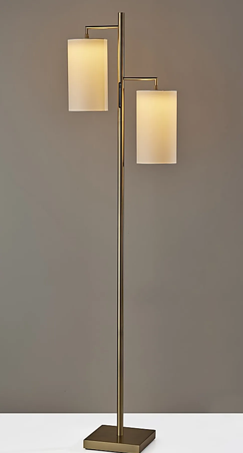 Adesso Matilda LED Tree Lamp With Smart Switch, 67"H, White/Antique Brass