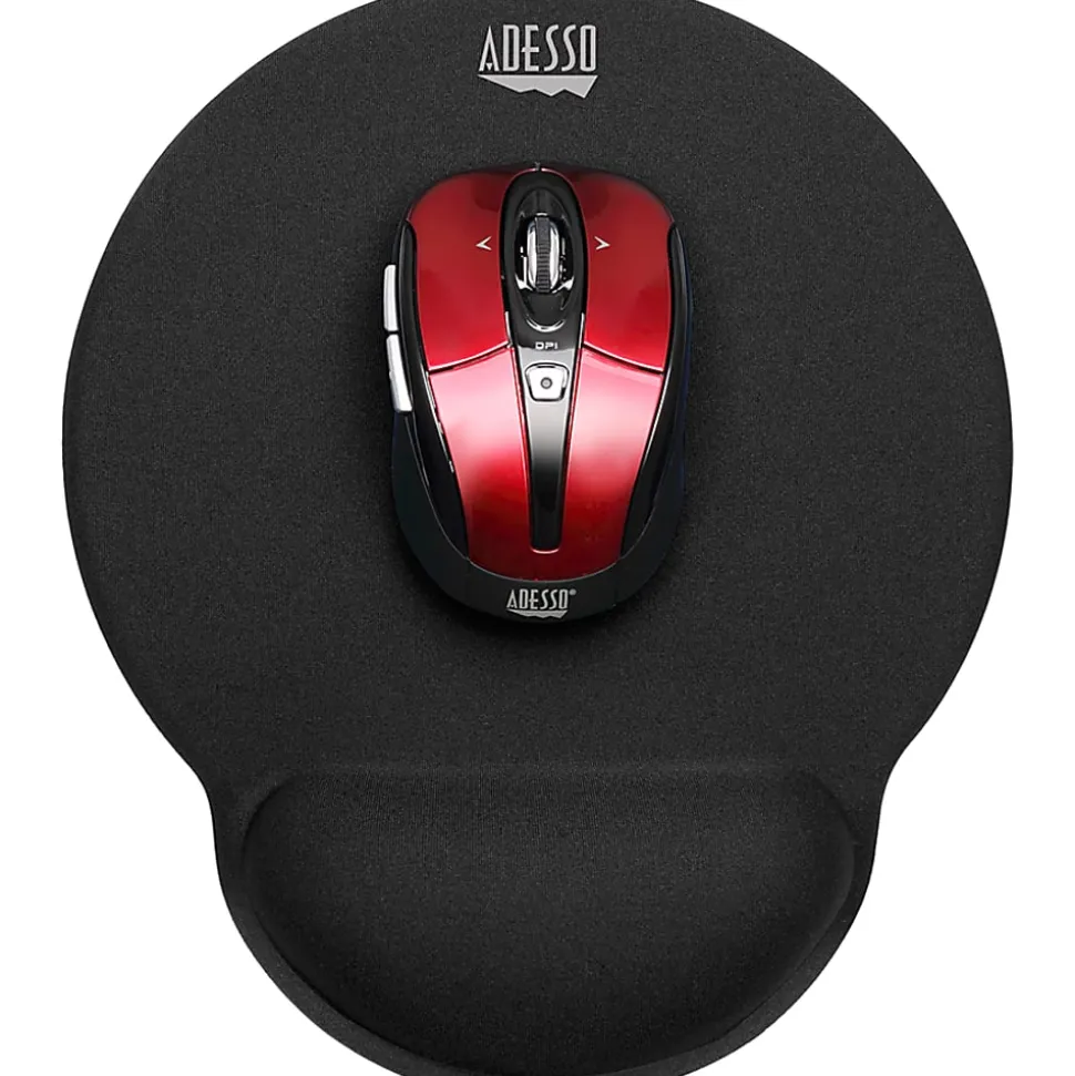 Adesso Memory Foam Mouse Pad with Wrist Rest, 0.90"H x 9.70"W x 7.70"D, Black, Memory Foam, Polyurethane, Fiber, Rubber, Anti-slip