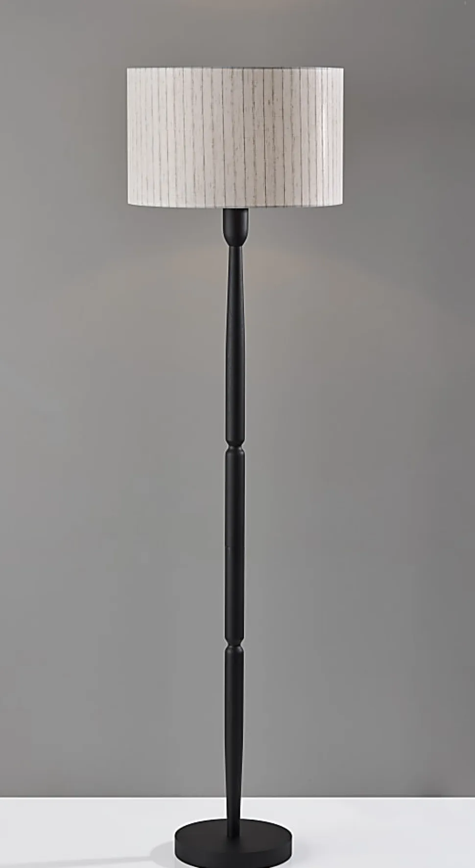 Adesso Nigel 61"H Floor Lamp, Linen/Black