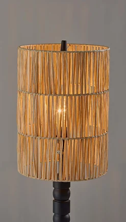 Adesso Norfolk Table Lamp, Black with Woven Paper Raffia