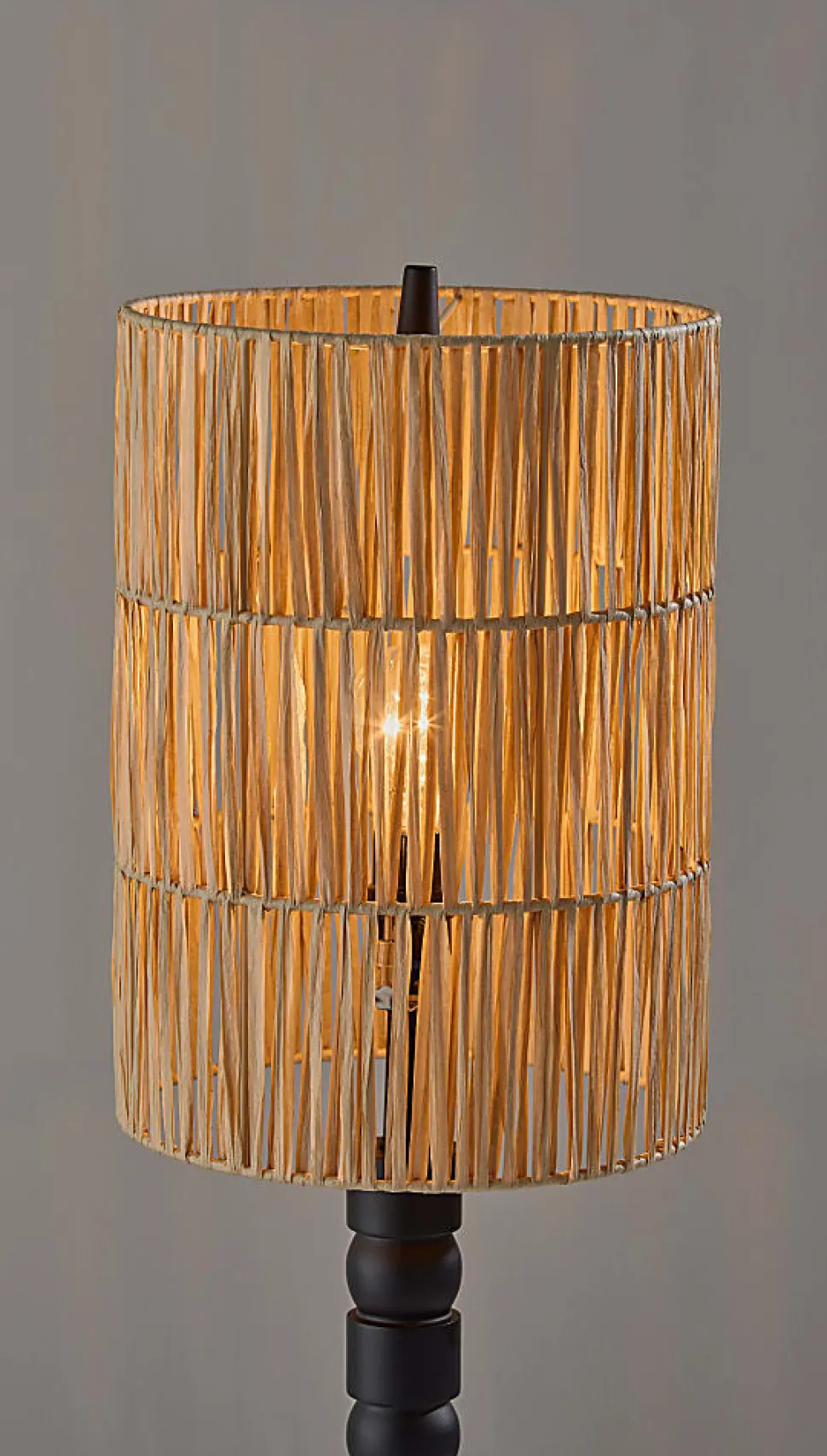Adesso Norfolk Table Lamp, Black with Woven Paper Raffia