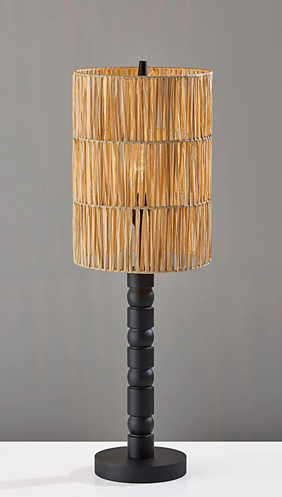 Adesso Norfolk Table Lamp, Black with Woven Paper Raffia