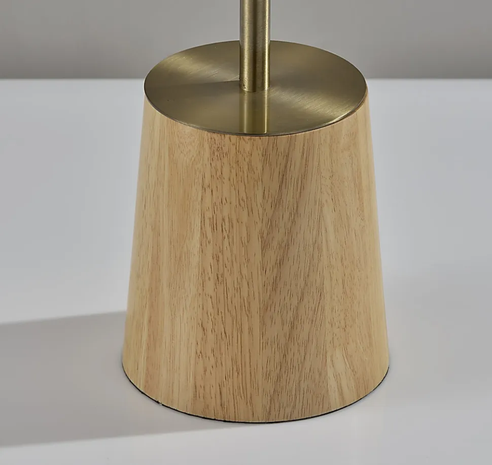 Adesso Ophelia Floor Lamp, Antique Brass/White Fabric Shade