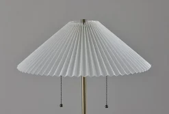 Adesso Ophelia Floor Lamp, Antique Brass/White Fabric Shade