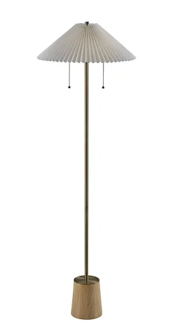 Adesso Ophelia Floor Lamp, Antique Brass/White Fabric Shade