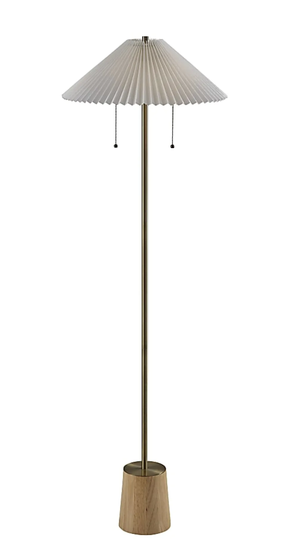 Adesso Ophelia Floor Lamp, Antique Brass/White Fabric Shade