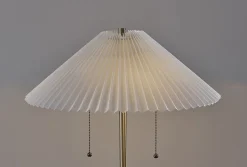 Adesso Ophelia Floor Lamp, Antique Brass/White Fabric Shade