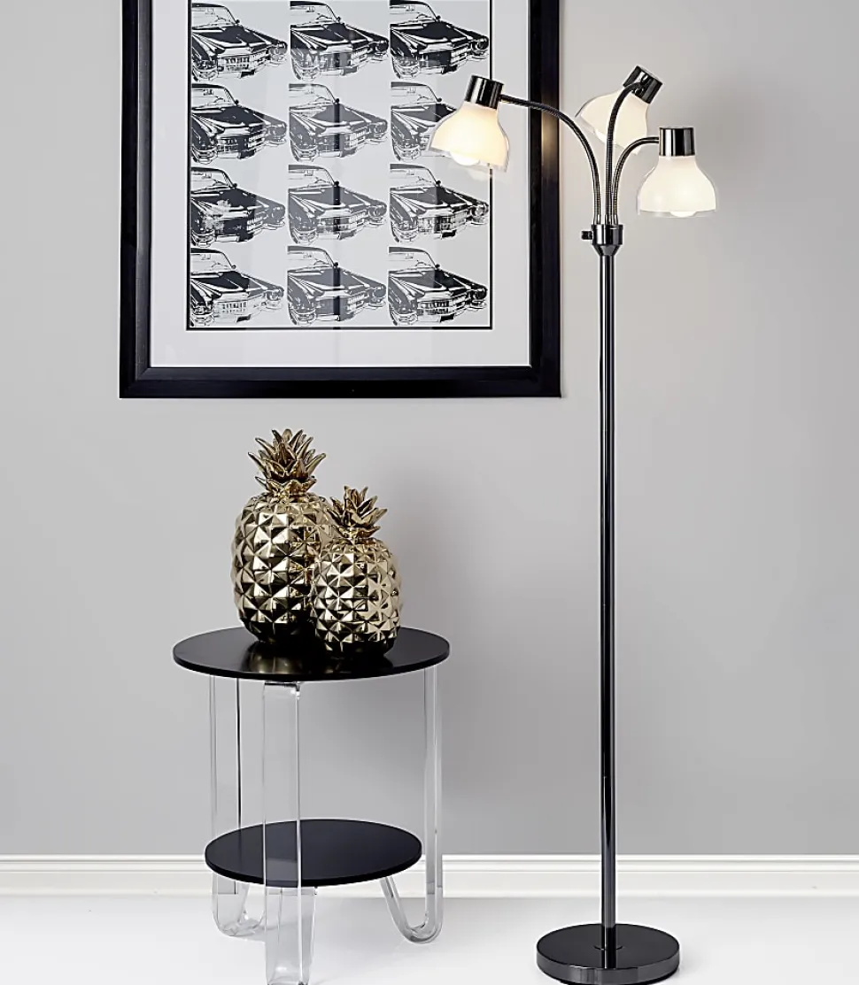 Adesso® Presley 3-Arm Floor Lamp, 69"H, Clear Shade/Polished Nickel Base