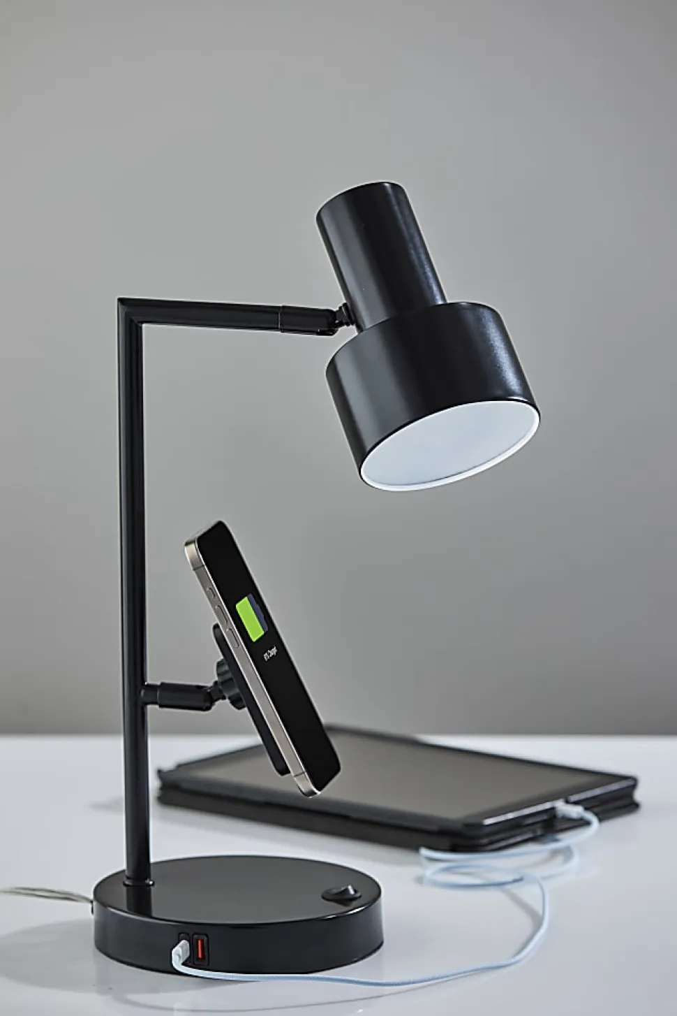 Adesso Rowe Supercharger 19"H Desk Lamp, Black
