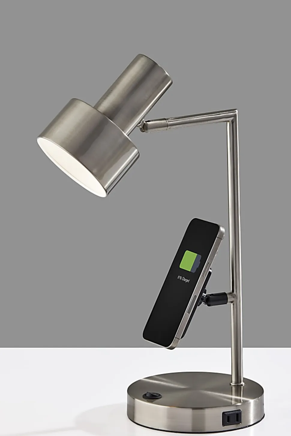 Adesso Rowe Supercharger 19"H Desk Lamp, Brushed Steel