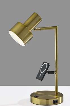 Adesso Rowe Supercharger 19"H Desk Lamp, Antique Brass