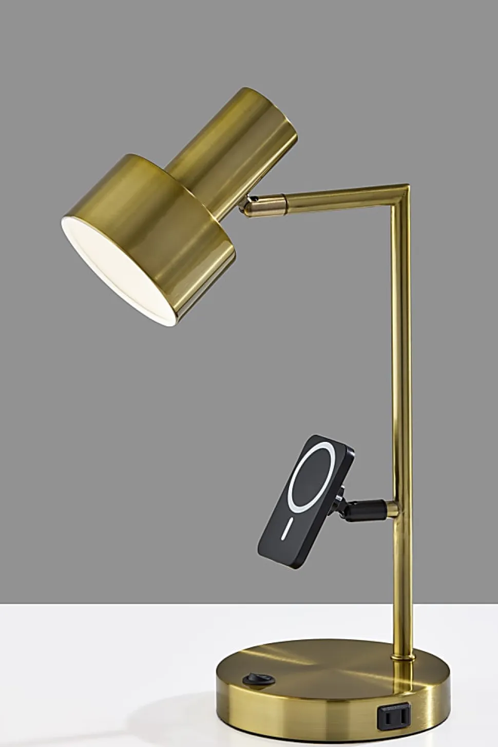 Adesso Rowe Supercharger 19"H Desk Lamp, Antique Brass