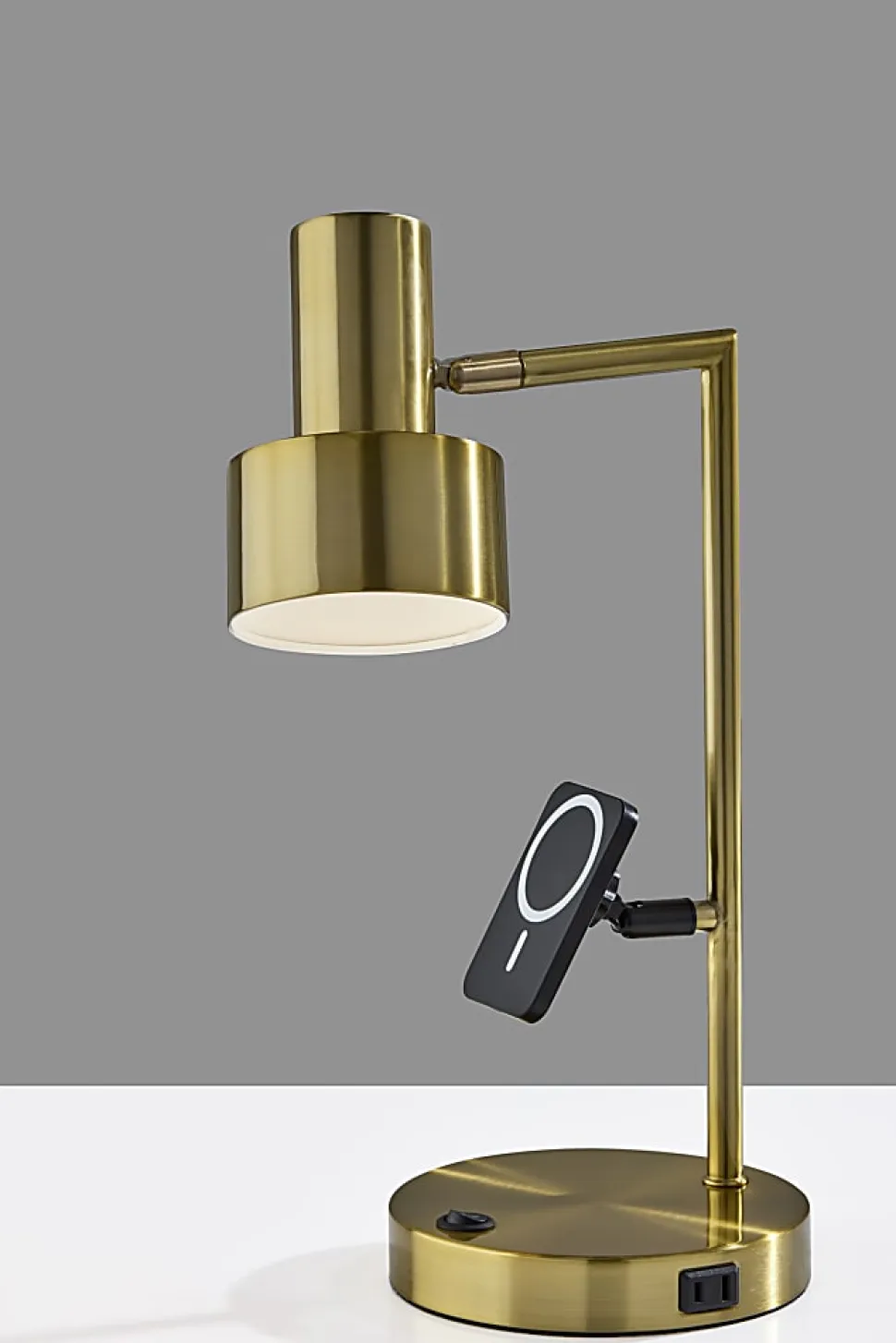 Adesso Rowe Supercharger 19"H Desk Lamp, Antique Brass