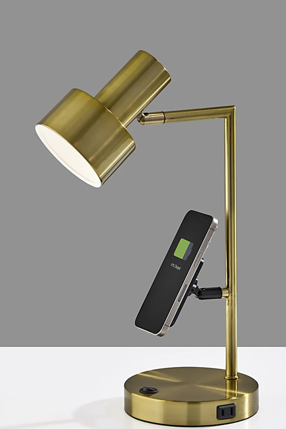 Adesso Rowe Supercharger 19"H Desk Lamp, Antique Brass