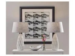 Adesso® Simplee Joan 2-Piece Table Lamp Set, Light Grey Shades/White Bases