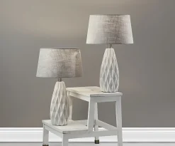 Adesso® Simplee Joan 2-Piece Table Lamp Set, Light Grey Shades/White Bases