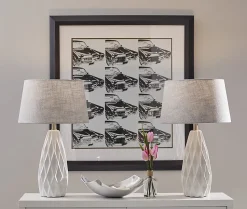 Adesso® Simplee Joan 2-Piece Table Lamp Set, Light Grey Shades/White Bases