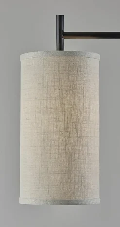 Adesso Simplee Zion Floor Lamp, 65”H, Beige Textured Fabric Shade/Black Base