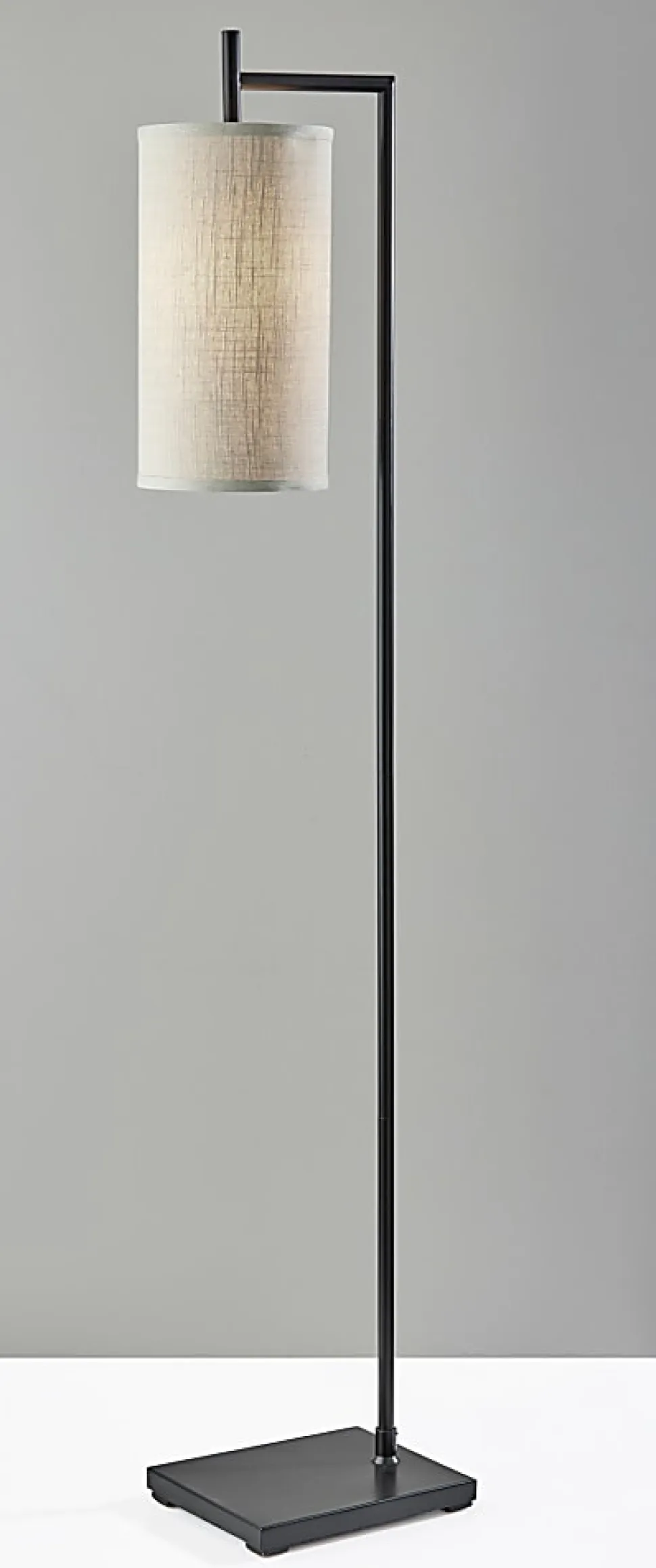 Adesso Simplee Zion Floor Lamp, 65”H, Beige Textured Fabric Shade/Black Base