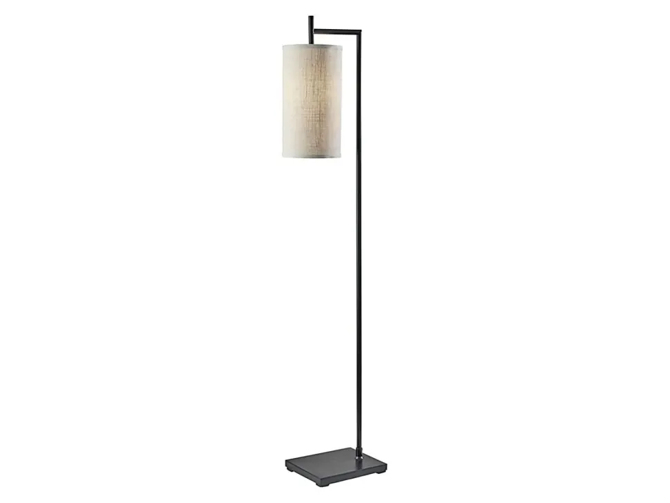 Adesso Simplee Zion Floor Lamp, 65”H, Beige Textured Fabric Shade/Black Base