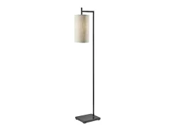 Adesso Simplee Zion Floor Lamp, 65”H, Beige Textured Fabric Shade/Black Base